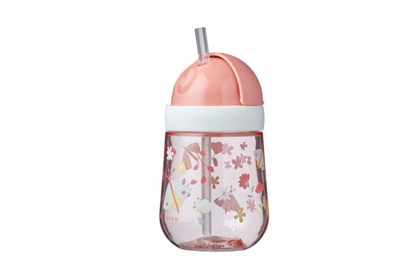 Tazza con cannuccia 300ml Flowers and butterfly