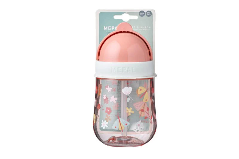 Tazza con cannuccia 300ml Flowers and butterfly