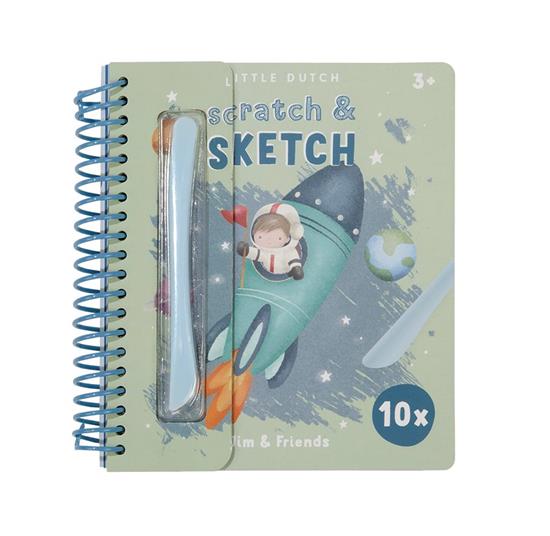 Little Dutch - Libro Scratch & Sketch Jim & Friends - con Stencil