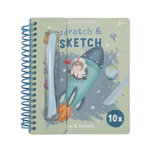 Little Dutch - Libro Scratch & Sketch Jim & Friends - con Stencil