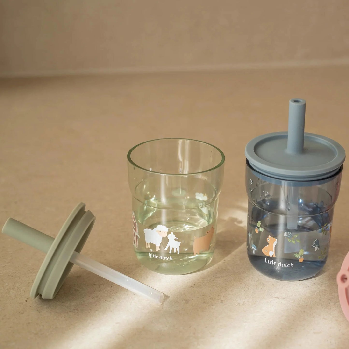 Bicchiere 250 ml con cannuccia Little Farm