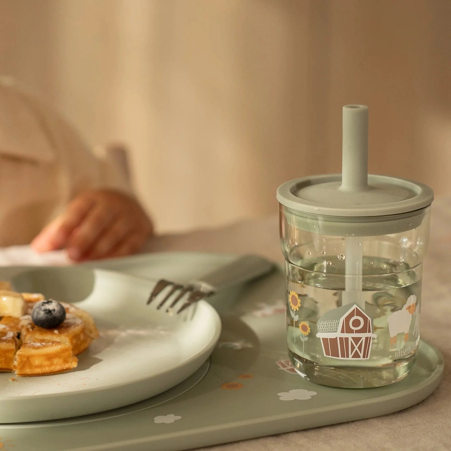 Bicchiere 250 ml con cannuccia Little Farm