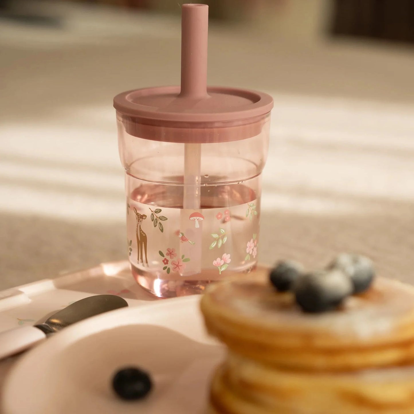 Bicchiere 250 ml con cannuccia Fairy Garden