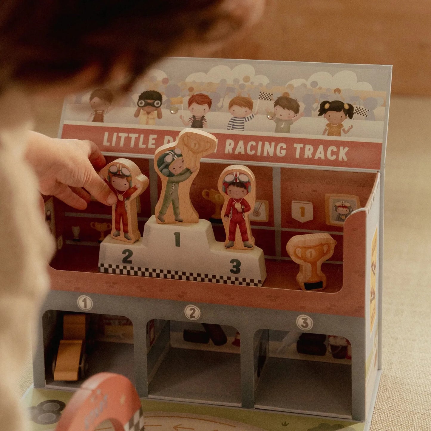Pista da corsa in legno in custodia da gioco