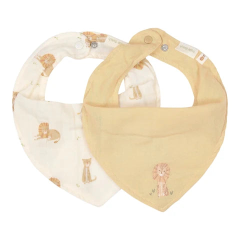 2-pack Bandana bib - Yellow - Safari Leo