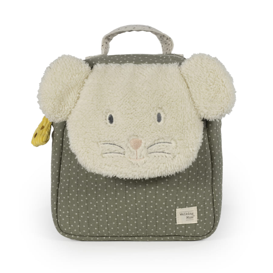 Dili-Zainetto con topo peluche verde a pois- Walking mum