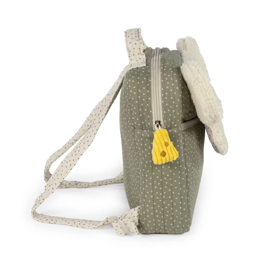 Dili-Zainetto con topo peluche verde a pois- Walking mum