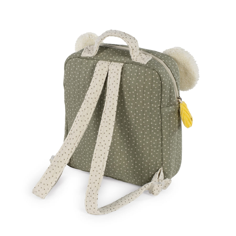 Dili-Zainetto con topo peluche verde a pois- Walking mum