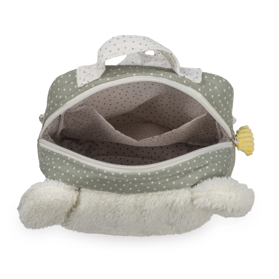 Dili-Zainetto con topo peluche verde a pois- Walking mum