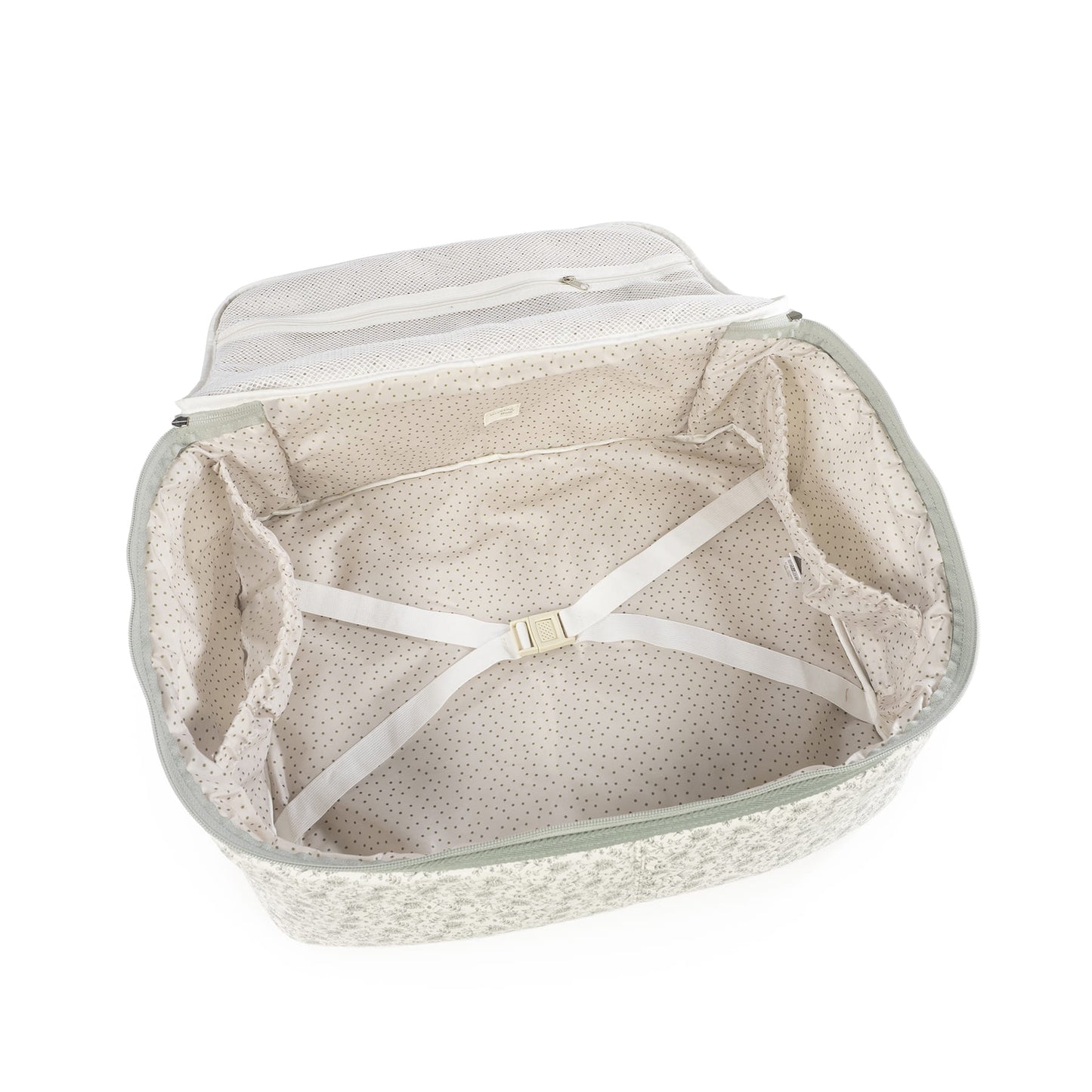 Walking Mum Valigia Gala Mint suitcase with hard shell, four wheels, and retractable handle, in mint green color.