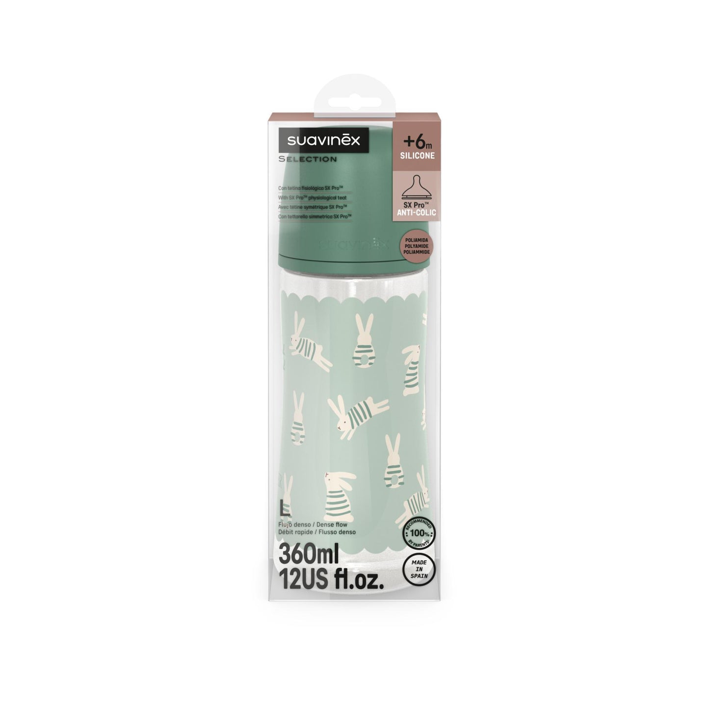 Suavinex Biberon Wonderland Liberty 360 ml Coniglio Verde
