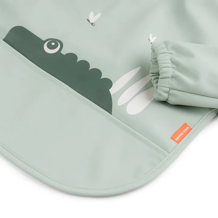Bavaglio a Maniche Lunghe Impermeabile con Tasca - Croco - Verde - Certificato Oeko-Tex