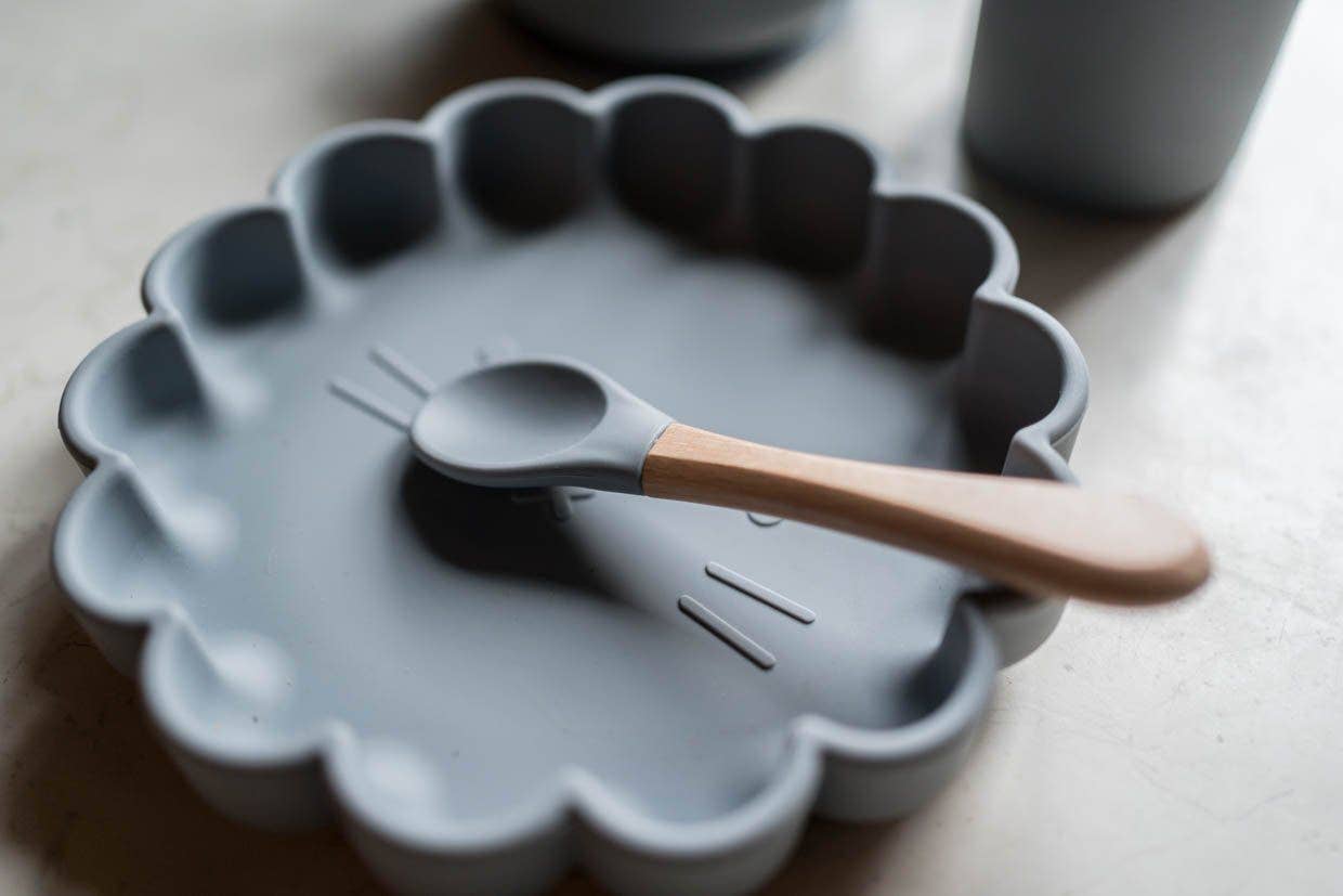Piatto in silicone con ventosa Eden (Grigio perla)