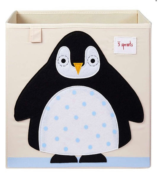 Contenitore Portaoggetti - Pinguino Nero - Compatibile con scaffali Ikea Kallax