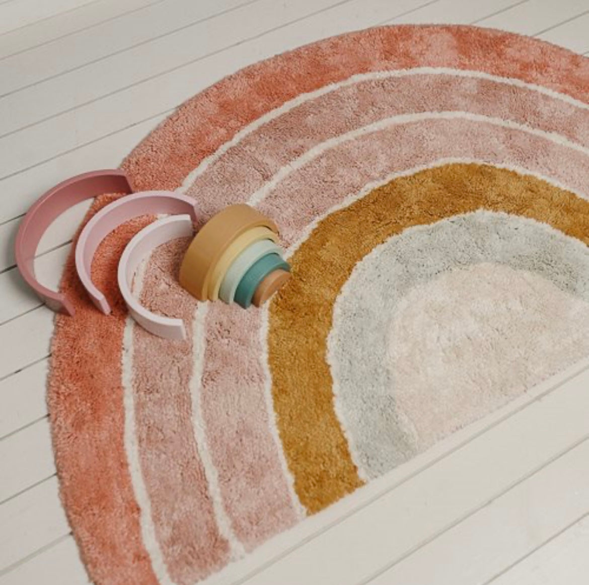 Tappeto rosa arcobaleno - 80x130 cm