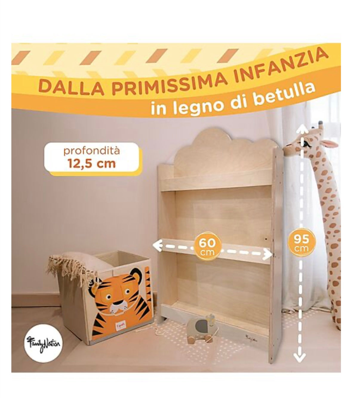 Libreria Frontale Montessoriana - legno di betulla - Natural