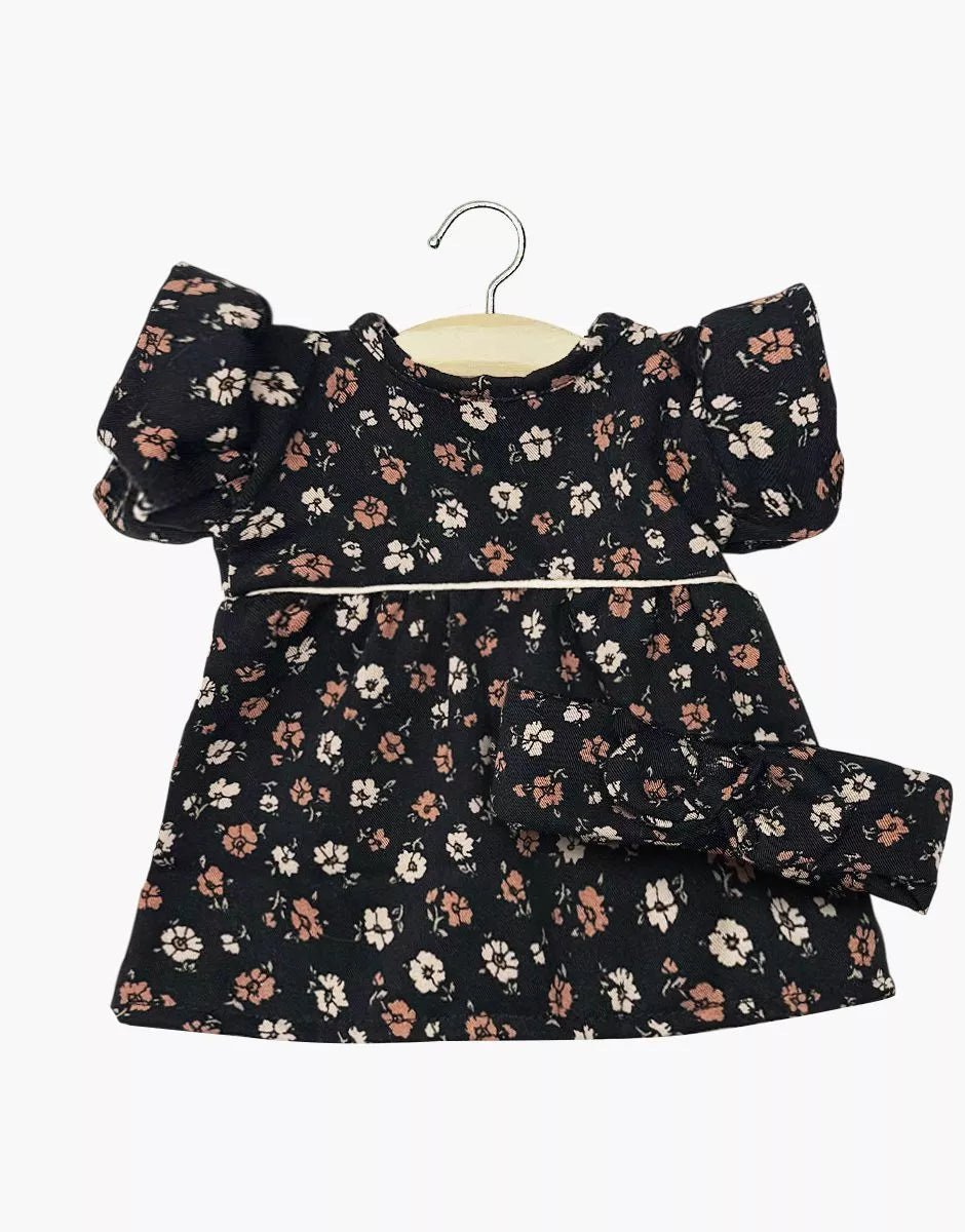 Minikane Rylee+Cru | Abito Daisy e fascia per capelli Capucine con nodo rotondo e profili ecru