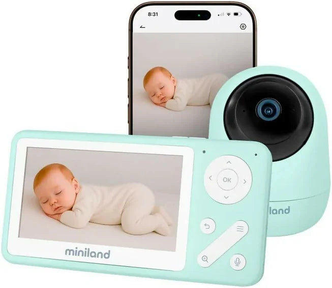 Vilu - Miniland Digimonitor Anywhere Baby Monitor Dual con Telecamera Motorizzata | Monitor 4,2” e App Mobile | Visione Notturna, Registrazione SD, Comunicazione Bidirezionale