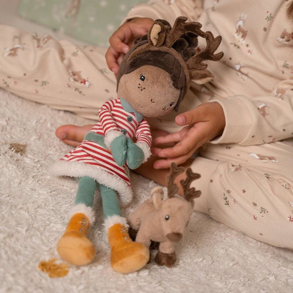 Bambola di Natale Evi con renna 35 cm