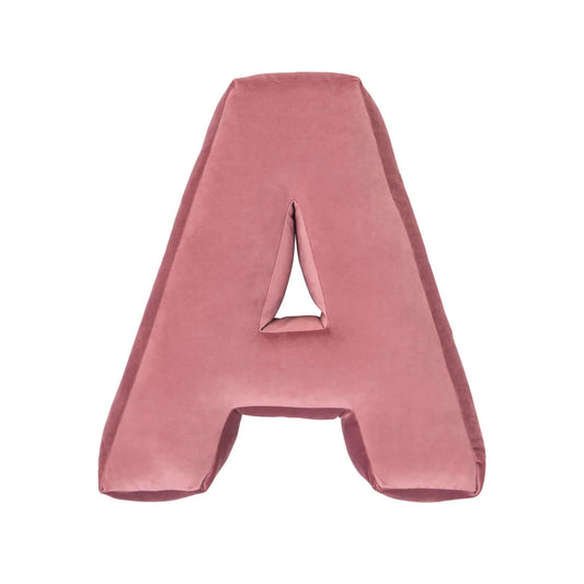 Cuscino con lettere in velluto A | Old Rose