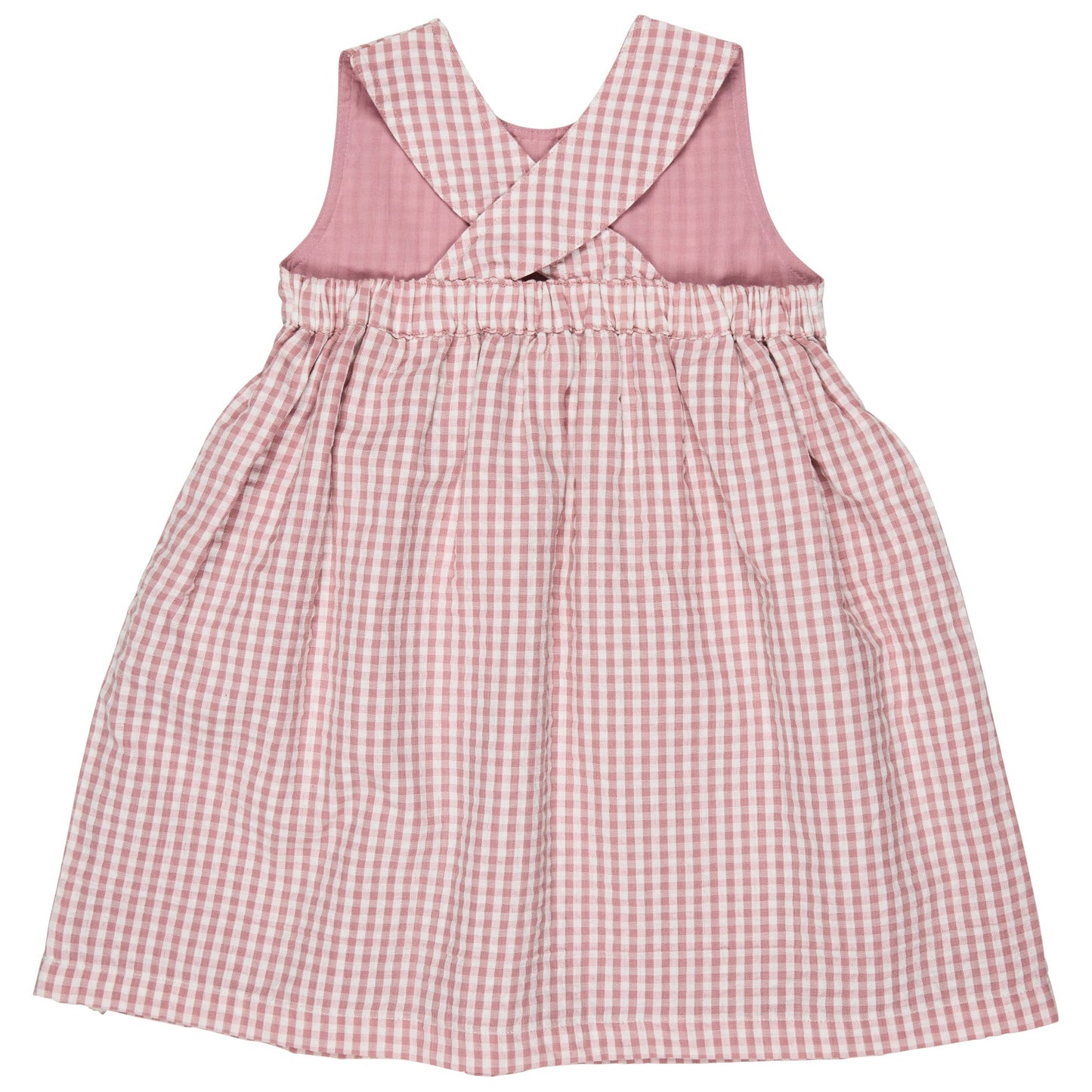 Abito con schiena incrociata (seersucker Check) - Rosa Pigeon