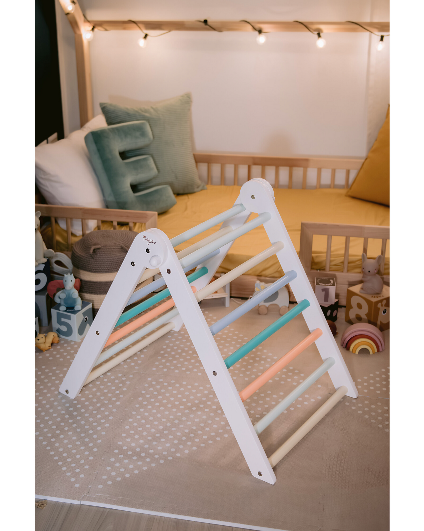 Pebo-Triangolo Montessori Pikler Rainbow - Sunny Beach + Scivolo 2 in 1