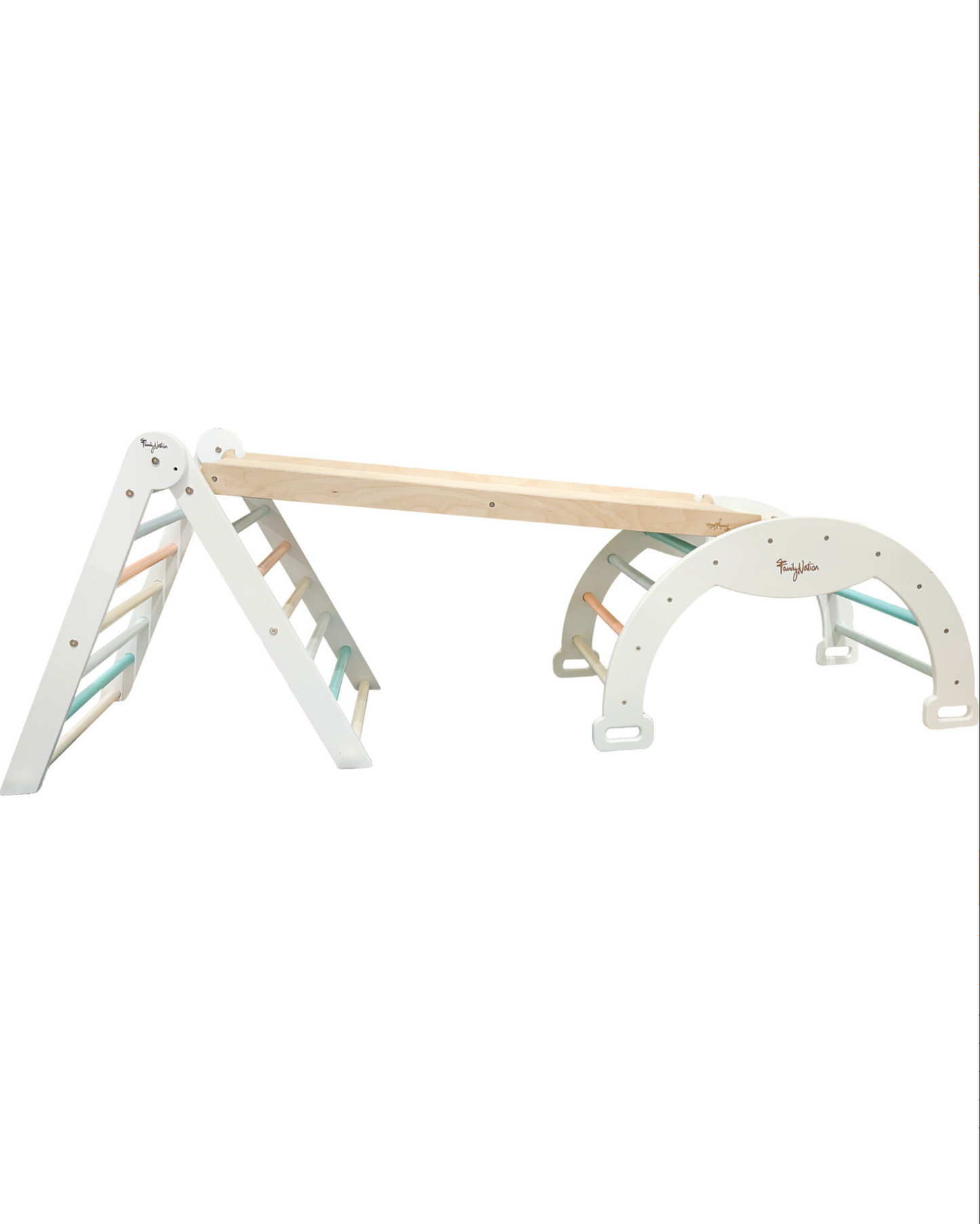 Pebo-Triangolo Montessori Pikler Rainbow - Sunny Beach + Scivolo 2 in 1