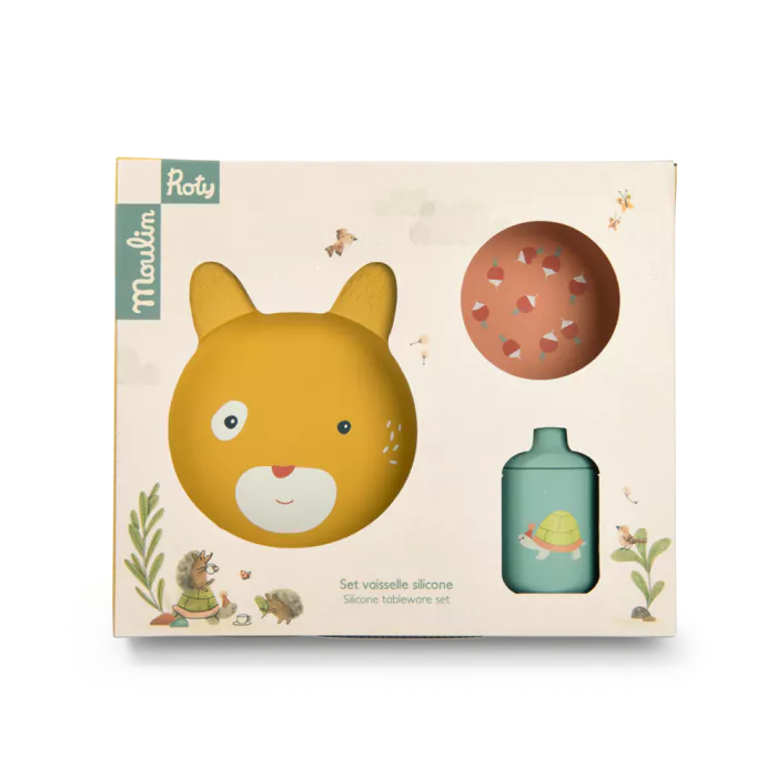Set Stoviglie In Silicone, Trois petits lapins - Moulin Roty
