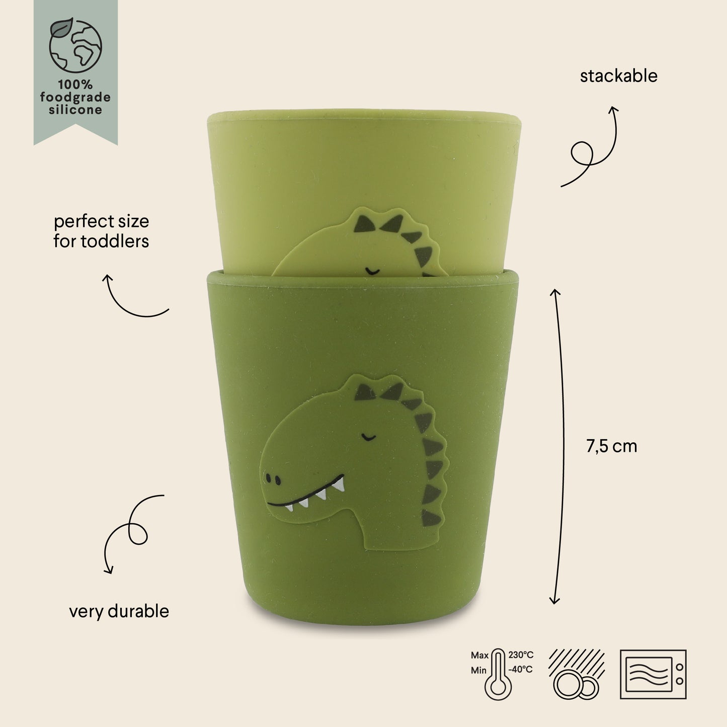Confezione da 2 tazze in silicone - Mr. Dino