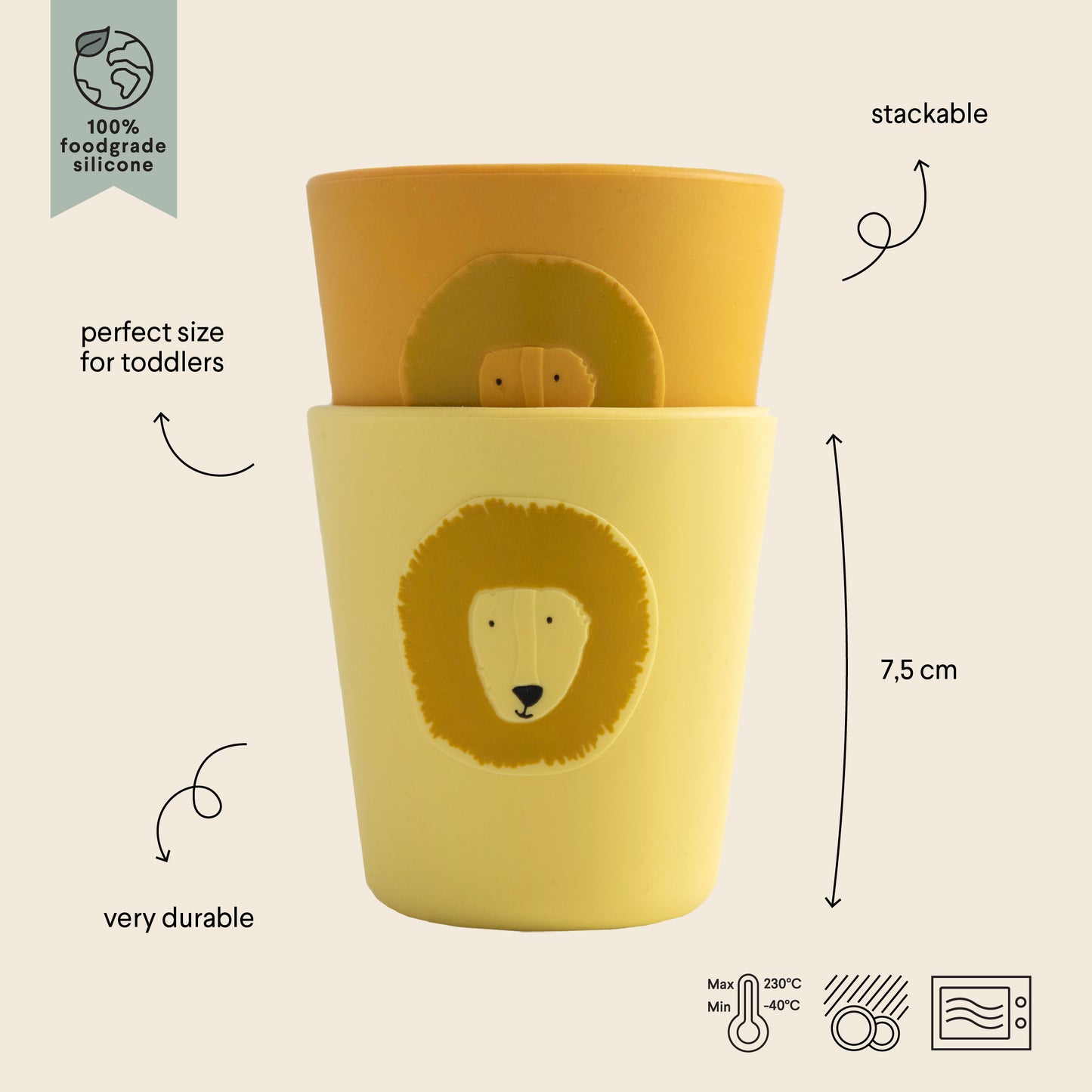 Confezione da 2 tazze in silicone - Mr. Lion