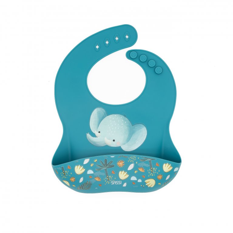 Bavaglino con tasca in silicone - Elefante Chewy - SASSI