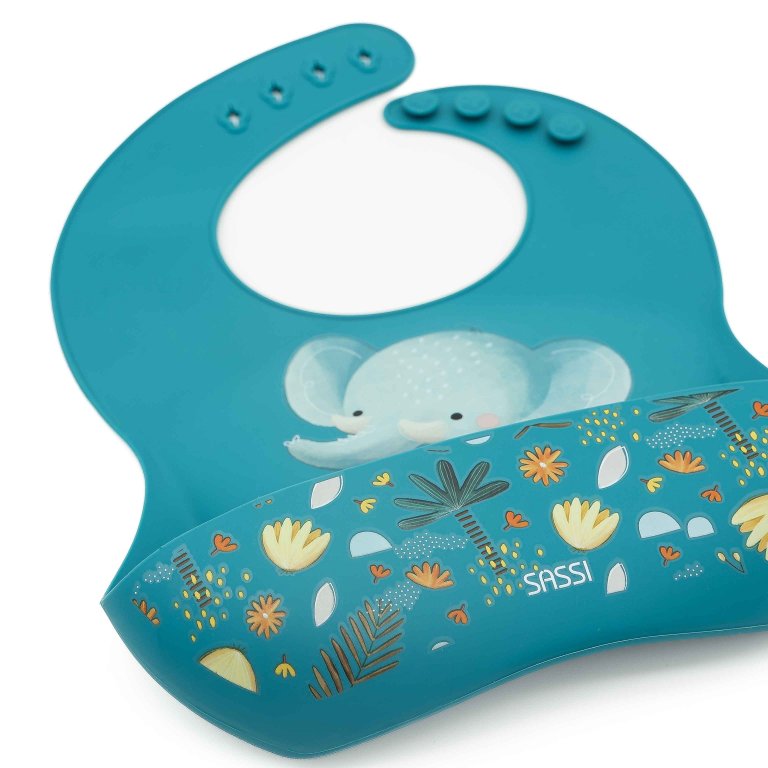 Bavaglino con tasca in silicone - Elefante Chewy - SASSI