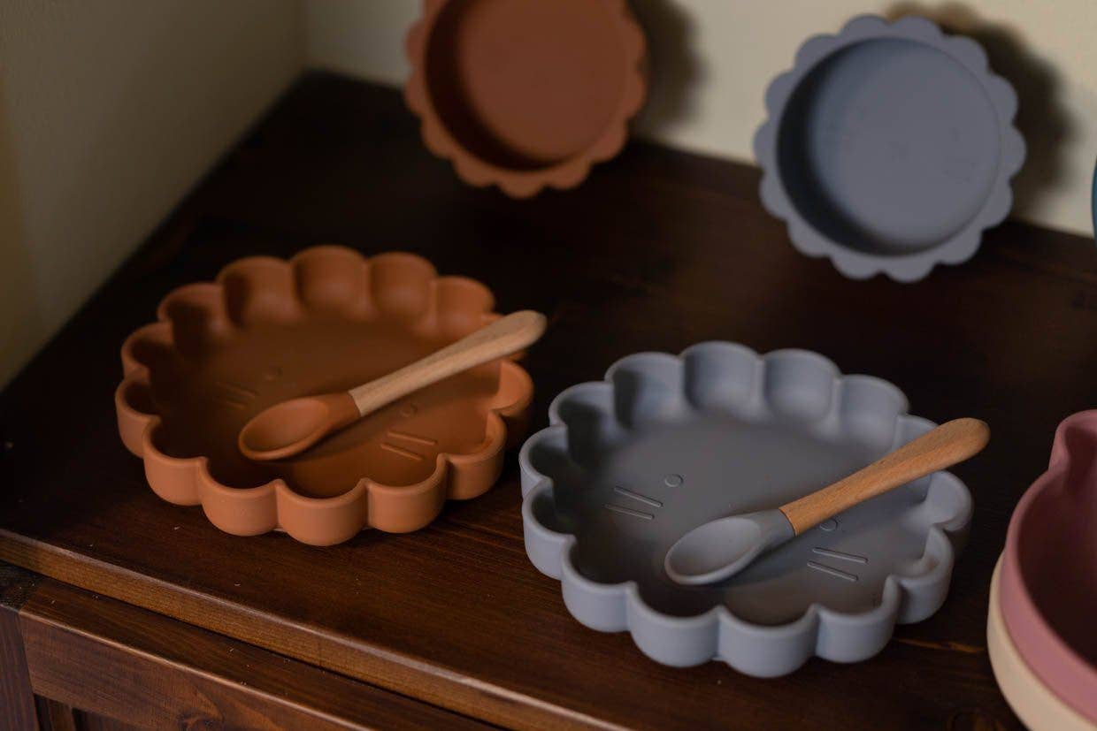 Piatto in silicone con ventosa Eden (Grigio perla)