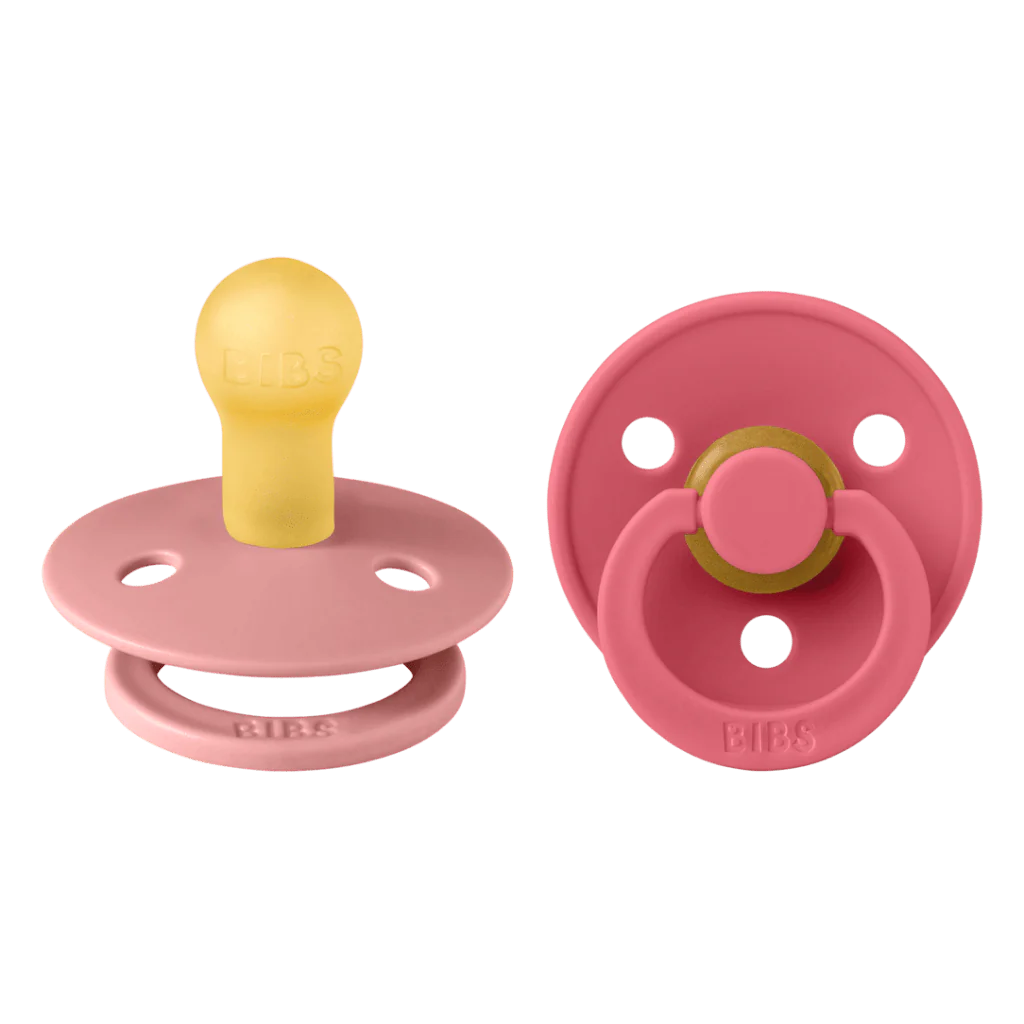 Ciuccicolour Colour 2 Pack Latex Round Pacifier - Dusty Pink / Coral Size 2