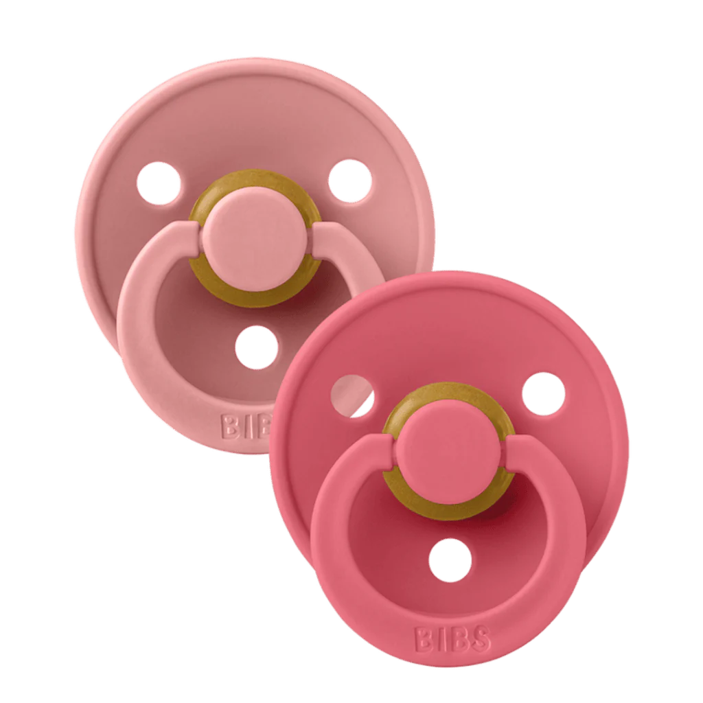 Ciuccicolour Colour 2 Pack Latex Round Pacifier - Dusty Pink / Coral Size 2