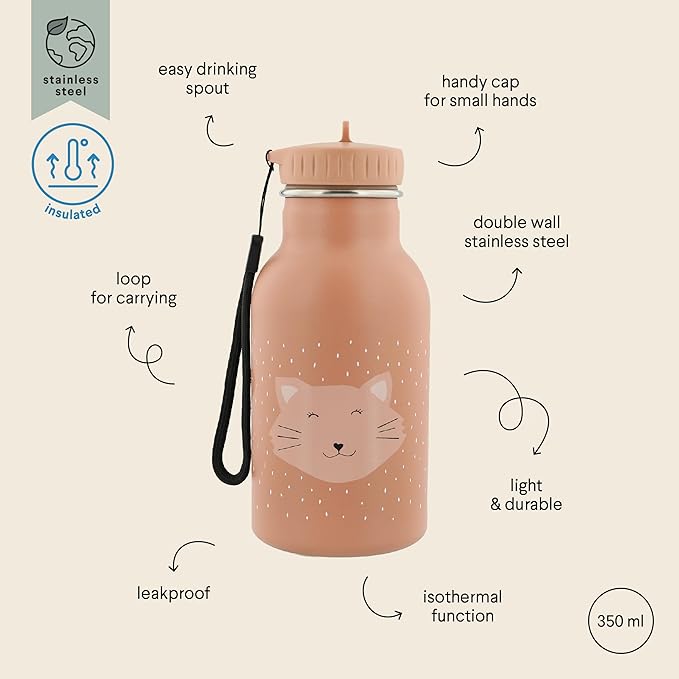 Trixie - Borraccia termica per bambini in acciaio inossidabile 350 ml (Mrs. Gatto)