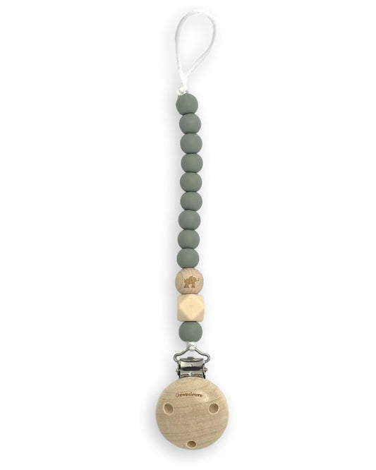 Clip Portaciuccio Chewies & more con Incisione - Elefante - Verde Salvia