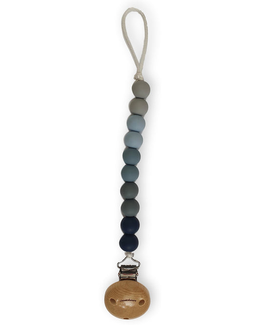 Clip Portaciuccio in Silicone Chewies & more-Massaggiagengive - Leaf - Perline Ombre Blu