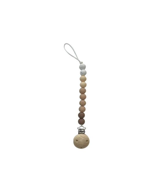 Clip Portaciuccio in Silicone Chewies & more-Massaggiagengive - Leaf - Perline Ombre Marrone
