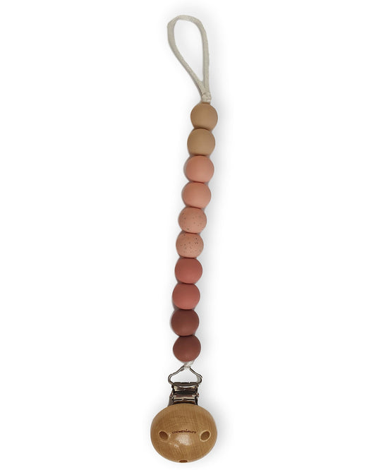 Clip Portaciuccio in Silicone Chewies & more-Massaggiagengive - Leaf - Perline Ombre Rosa