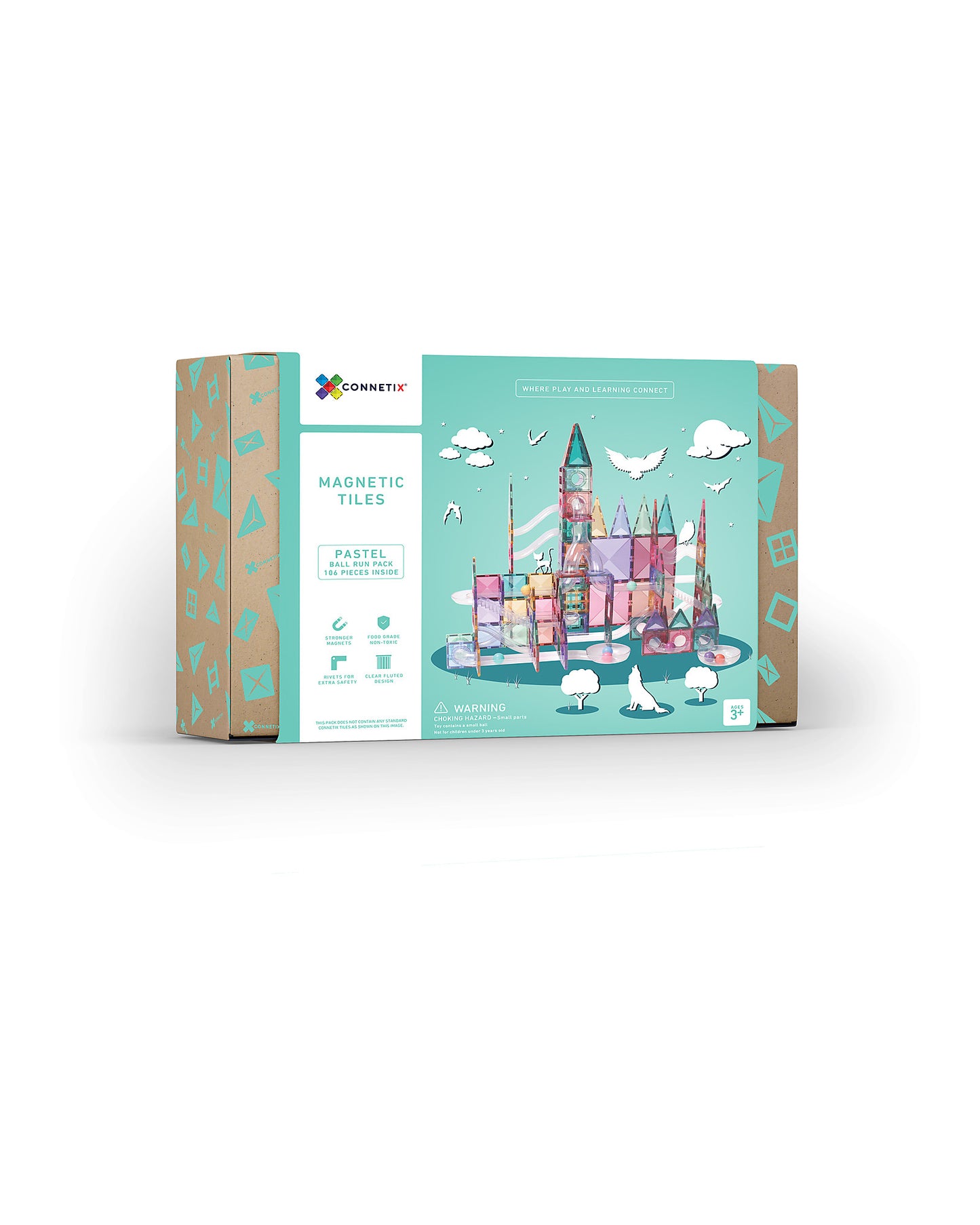 Connetix 106 Pezzi - Pacco Pista Palline - Pastello - 100% Plastica ABS Atossica - Apprendimento STEM!