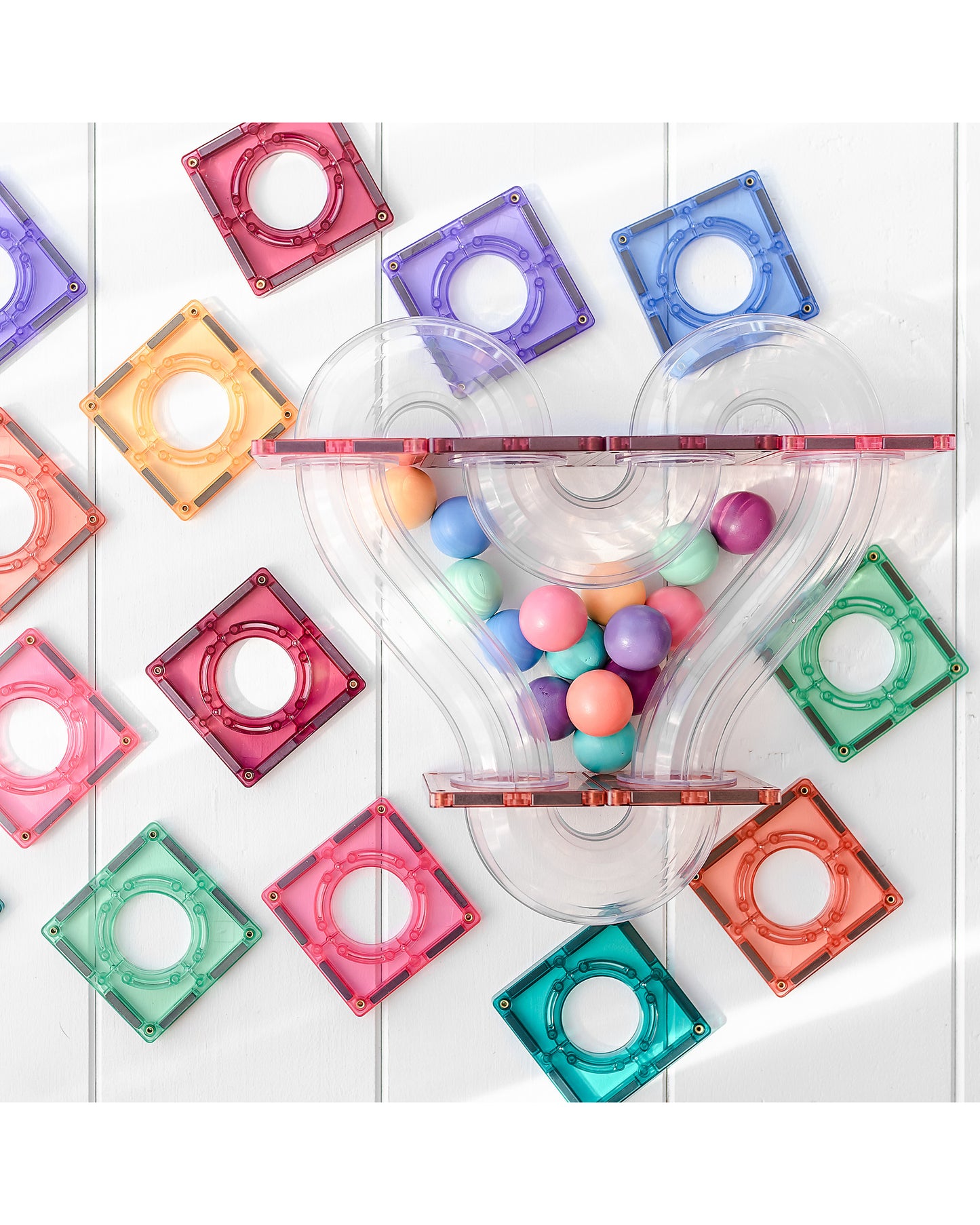 Connetix 106 Pezzi - Pacco Pista Palline - Pastello - 100% Plastica ABS Atossica - Apprendimento STEM!