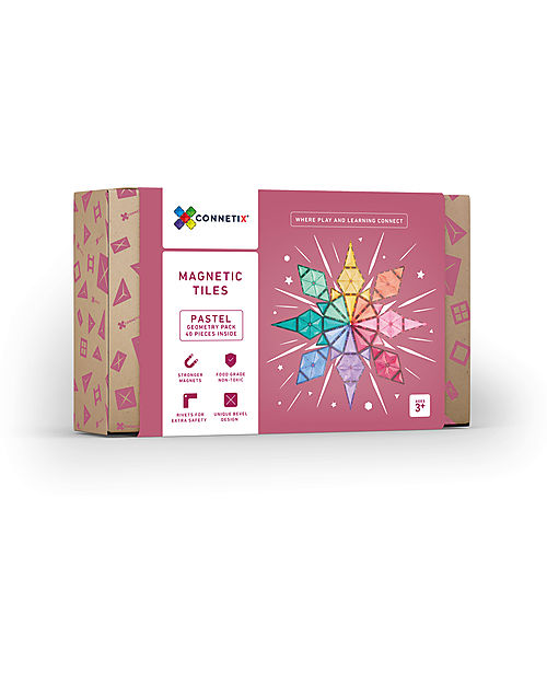 40 Pezzi - Forme Geometriche - Pastello - 100% Plastica ABS Atossica - Apprendimento STEM!