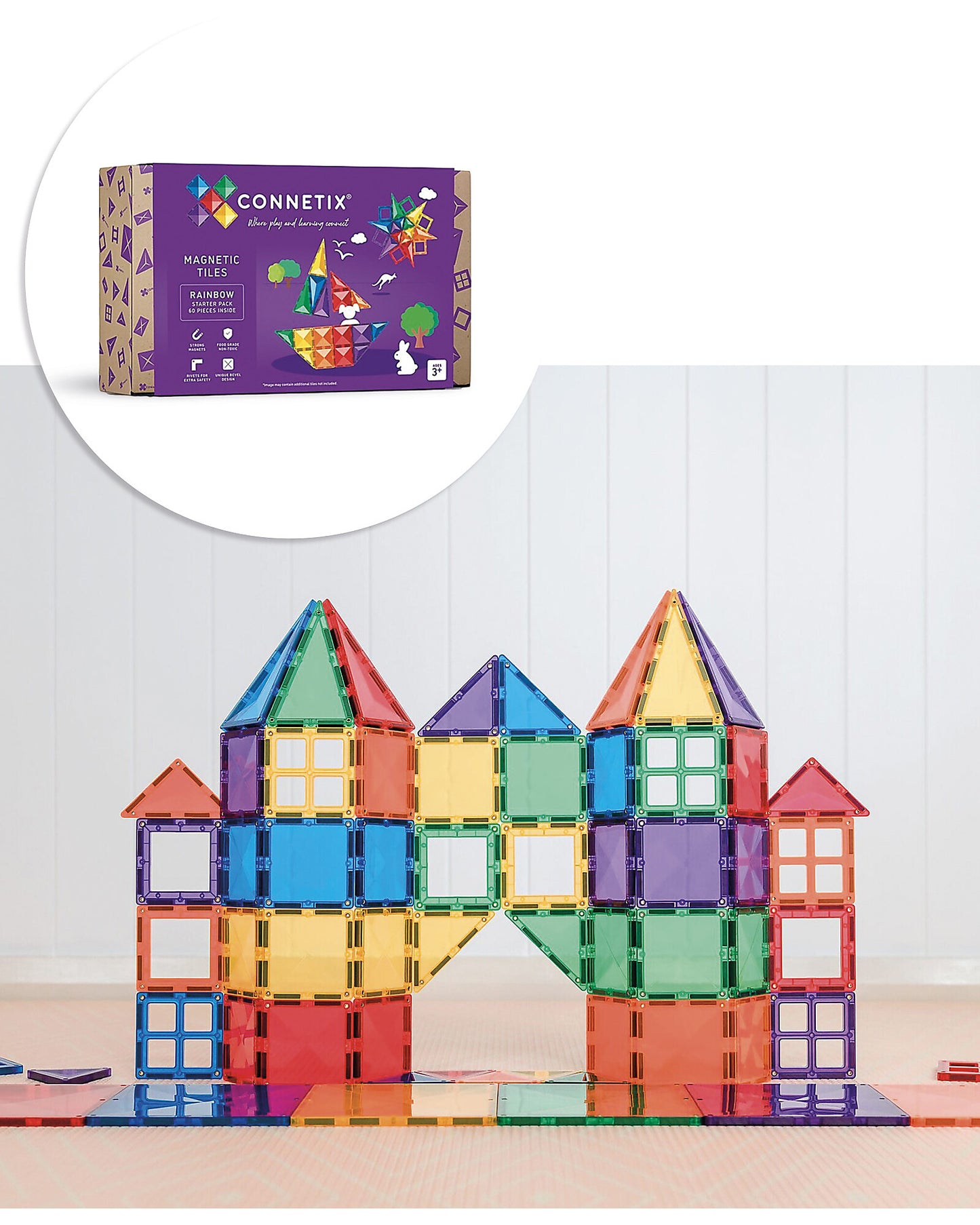 60 Pezzi - Pacco Iniziale - Arcobaleno - 100% Plastica ABS Atossica - Apprendimento STEM!