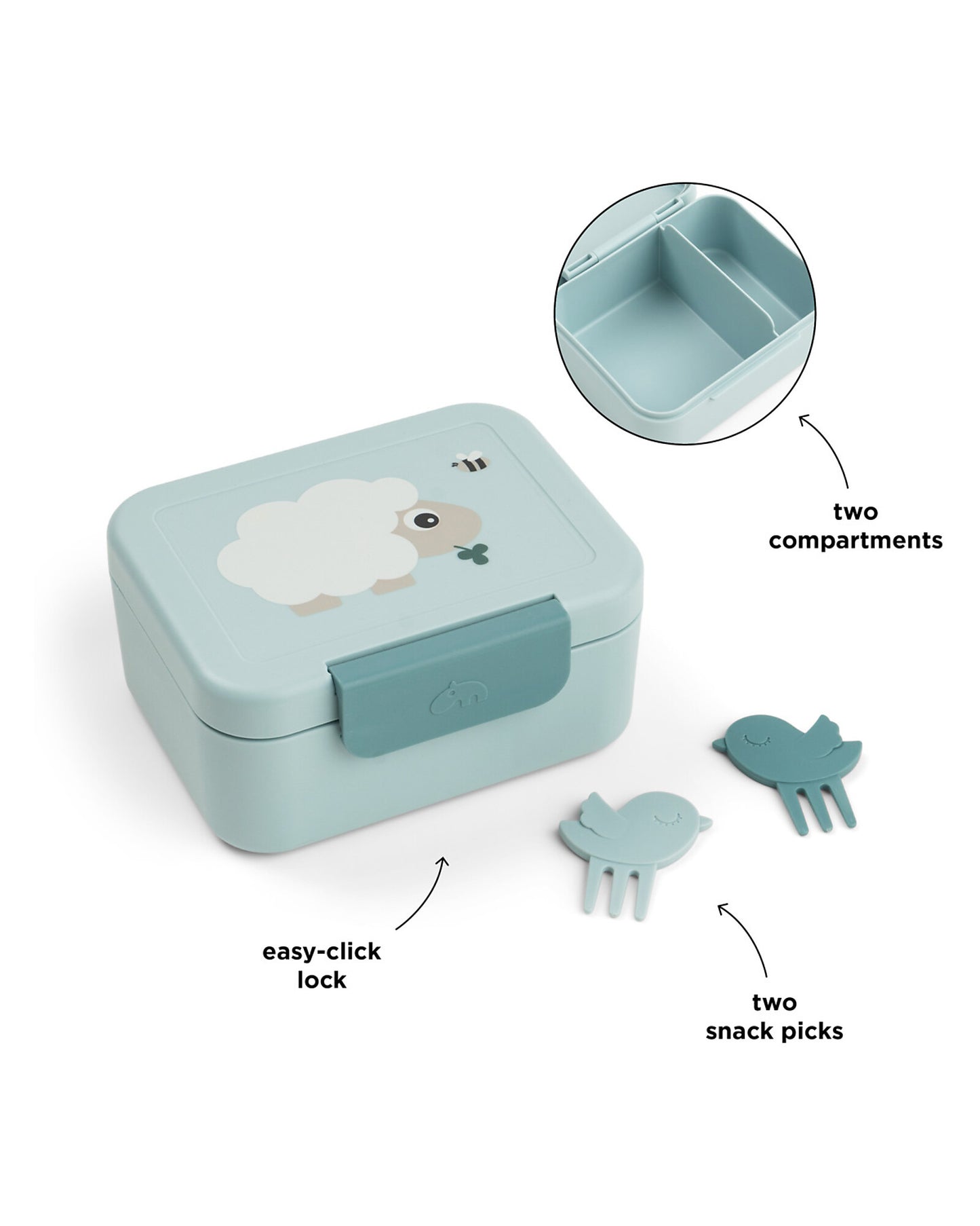 NEW BTS '26 - Portapranzo con Divisorio - Tiny Farm - Blu - 13 x 11 x 6 cm - 100% PP Alimentare