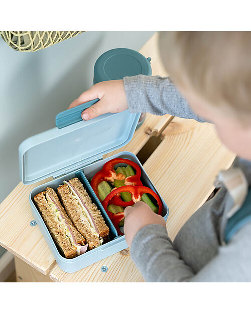 Portapranzo con Divisorio - Tiny Farm - Blu - Perfetto per Piccole Manine!