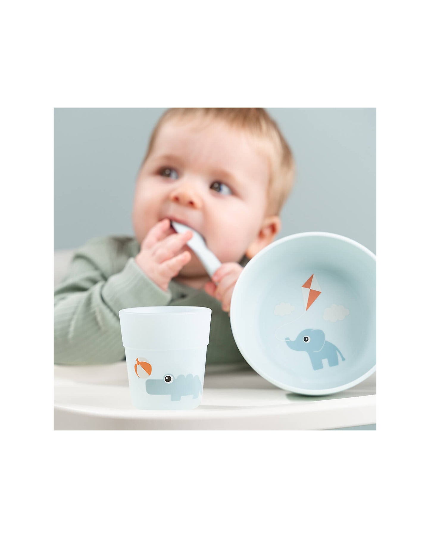 Set Pappa Foodie - Ciotola Bicchiere e Cucchiaio - Elphee & Croco - Blu - 100% PP Alimentare