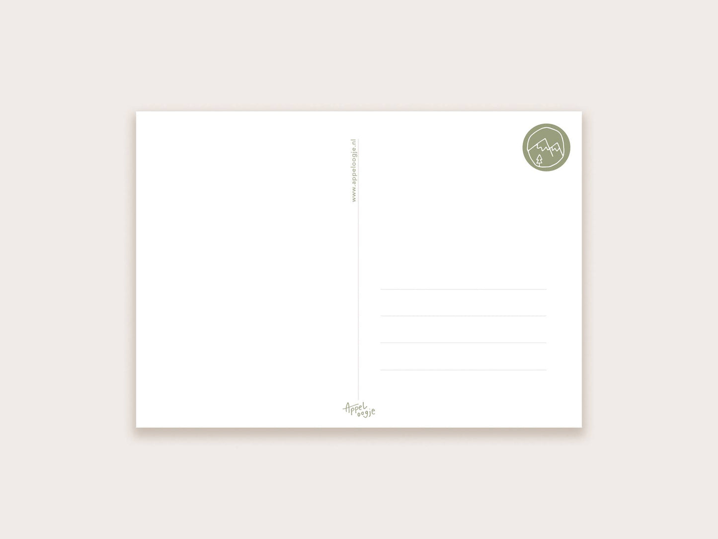 Appeloogje blank greeting card featuring a cute bunny and dandelion illustration on a white background.