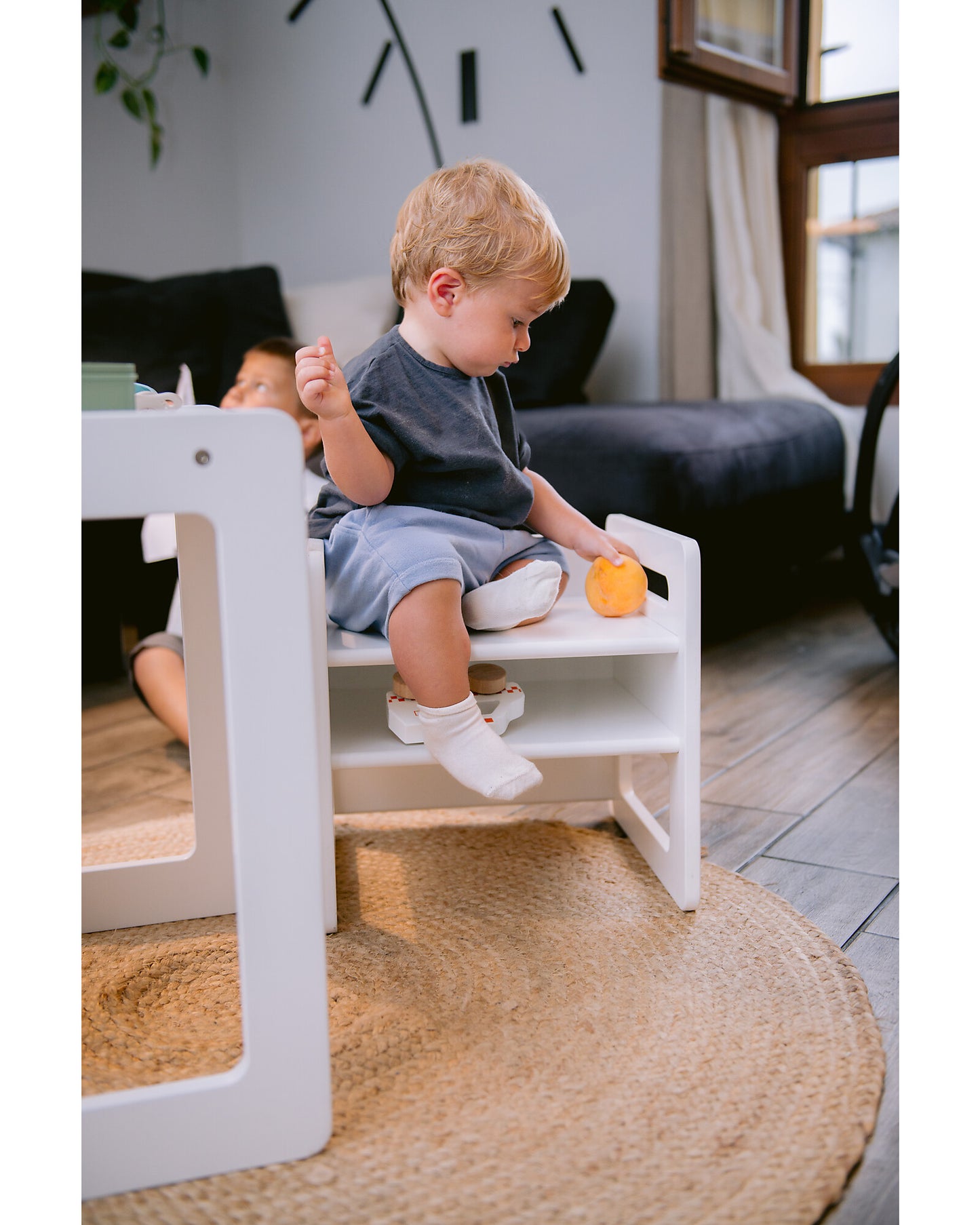 Uttivo-Set Tavolo+Sedia Montessori Evolutivi - Bianco - Cresce Con Il Tuo Bambino