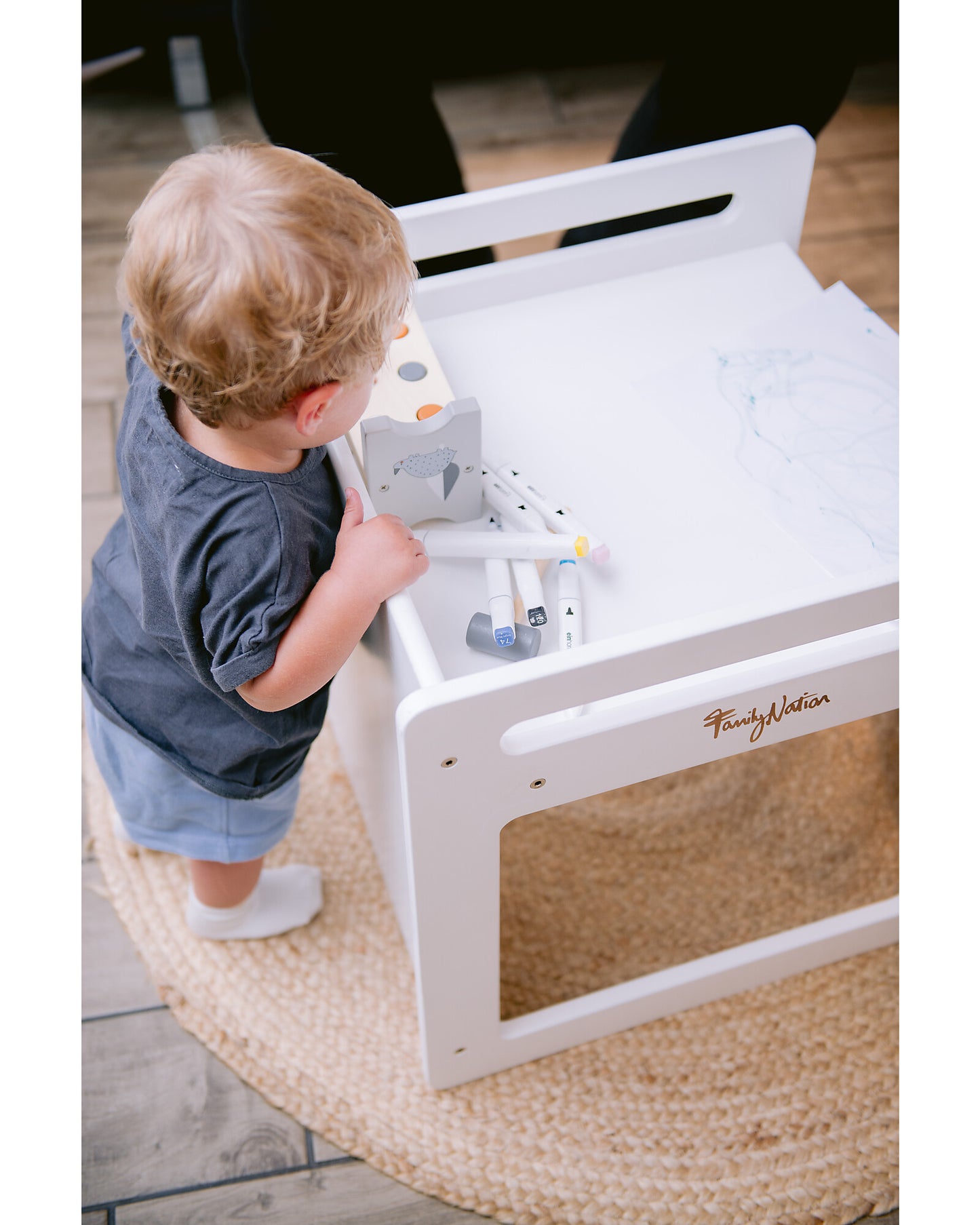 Uttivo-Set Tavolo+Sedia Montessori Evolutivi - Bianco - Cresce Con Il Tuo Bambino